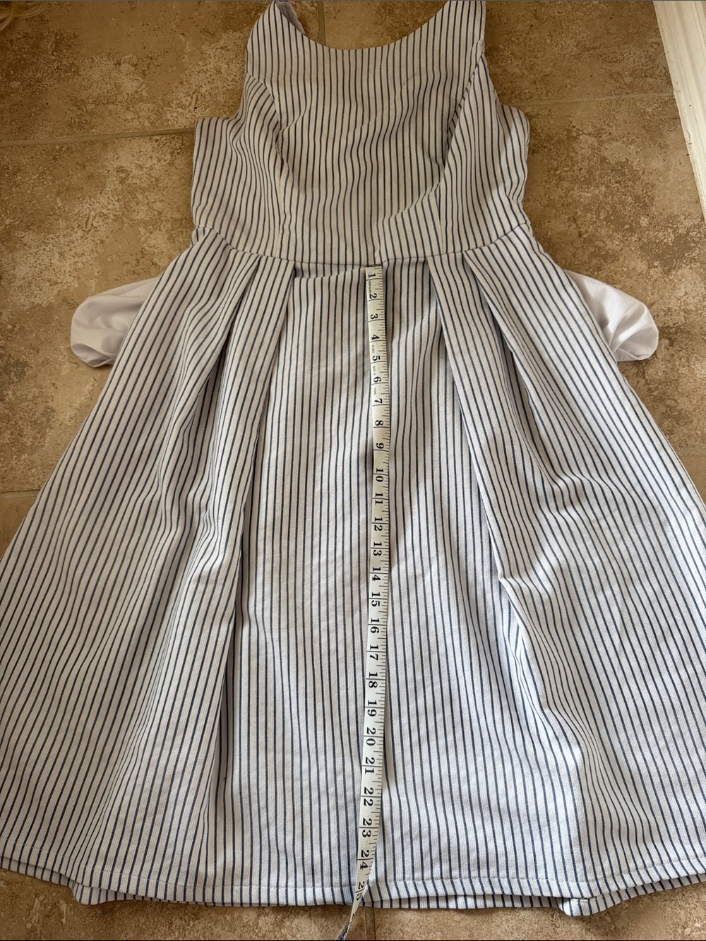 New York & Company EveMendes White Dress with Navy Pinstripes